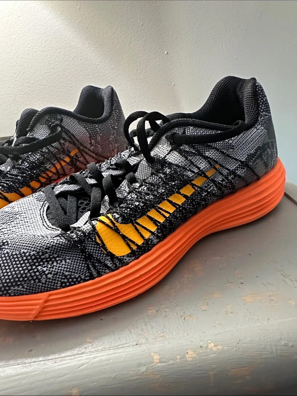 Nike Black, White & Orange Knit Sport Sneakers